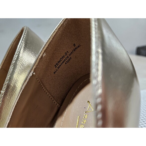 Anne Michelle Women's Heels Size 8 Gold Pointed Toe Chunky Block High Heel - Picture 6 of 11